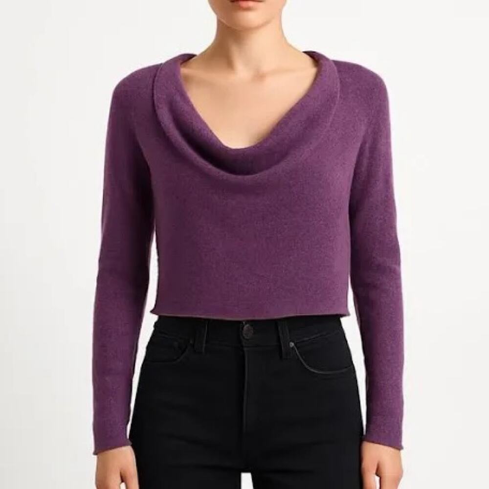 Eileen Fisher $328 Medium  drape neck sweater alpaca–merino wool blend